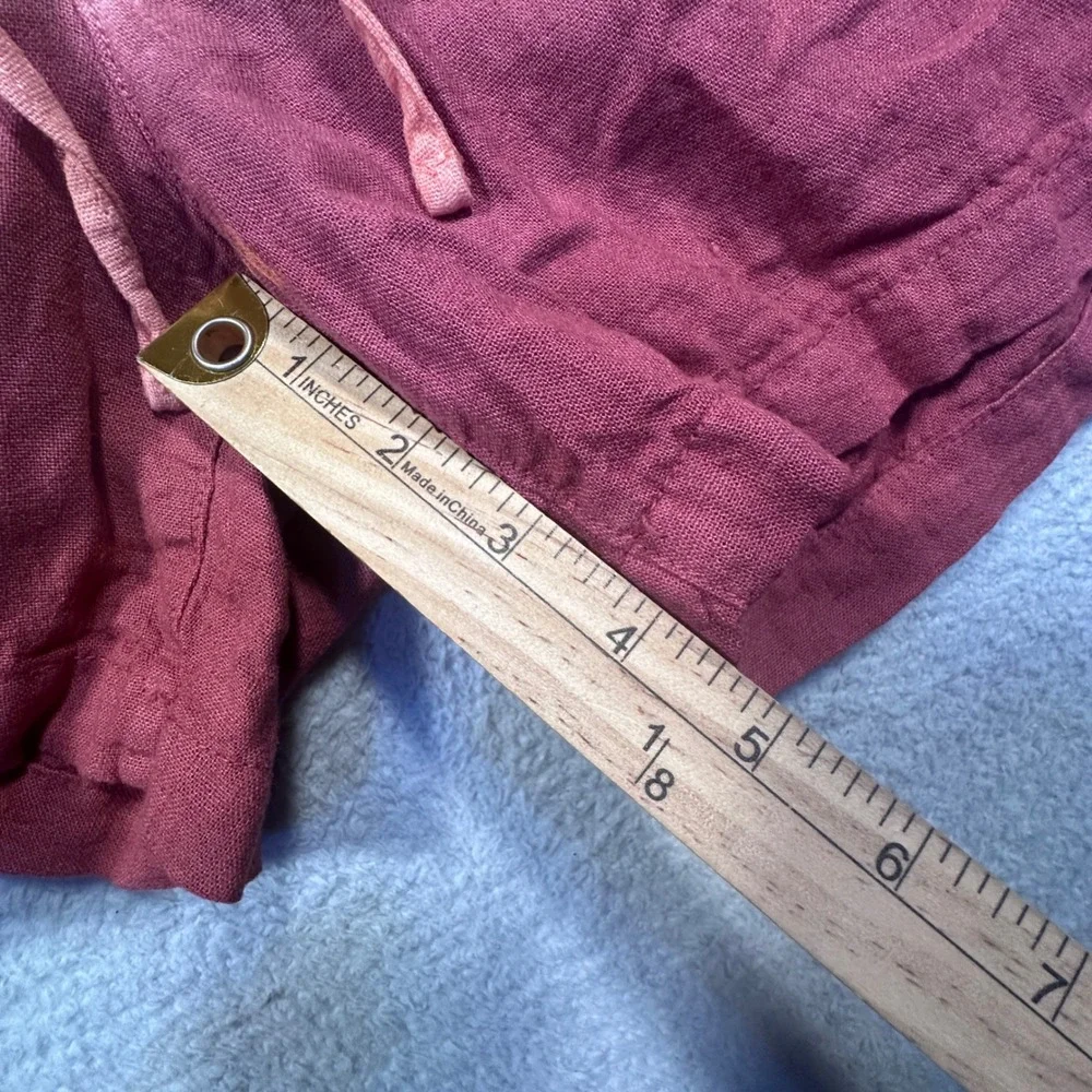 Old Navy Linen‎ Blend Shorts Tie Dye Drawstring Summer Women's L Peach Burgundy